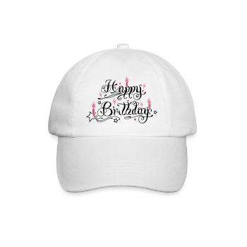 Happy birthday lettering with candles. - Baseball Cap - white/white - Front