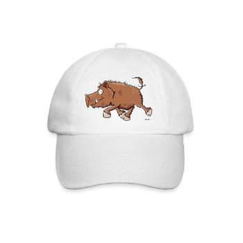Running Wild Boar - Comic - Cartoon - Baseball Cap - white/white - Front