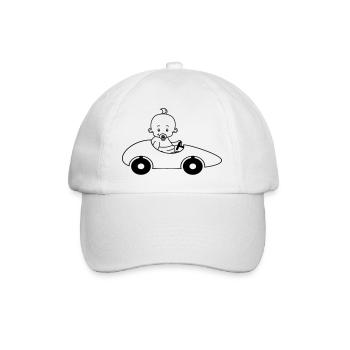 car drive fast race driver's license easy children - Baseball Cap - white/white - Front