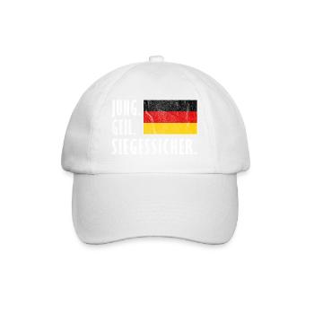 Jung Geil Siegessicher - Handball Deutschland - Baseballkappe - Weiß/Weiß - Vorne
