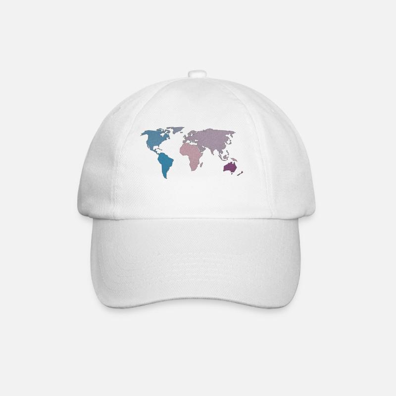 World map travel - Baseball Cap - white/white