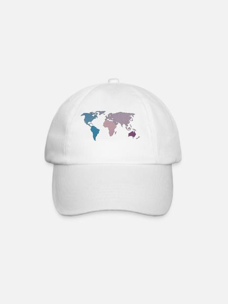 World map travel - Baseball Cap - white/white