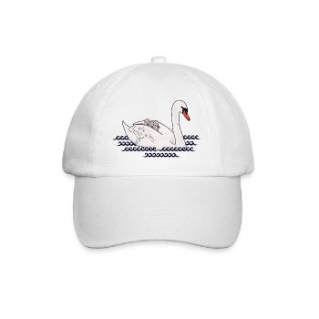 Swan with cubs - Baseball Cap - white/white - Front