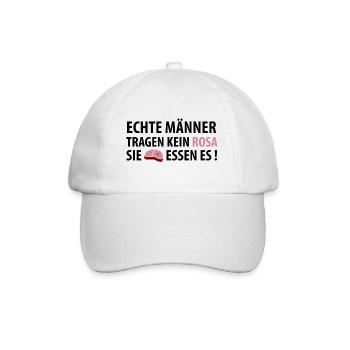 Echte Männer tragen kein Rosa, sie essen es! - Baseballkappe - Weiß/Weiß - Vorne
