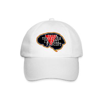 Brain. I think, therefore I'm an Anti-Fascist - Baseball Cap - white/white - Front