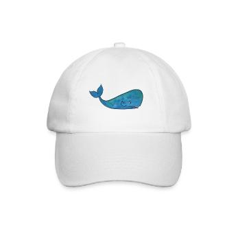 Playful Blue Whale Illustration - Baseball Cap - white/white - Front