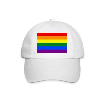 Die Regenbogenfahne oder Homosexuell - LGBT Stolzflagge - Baseballkappe - Weiß/Weiß - Vorne
