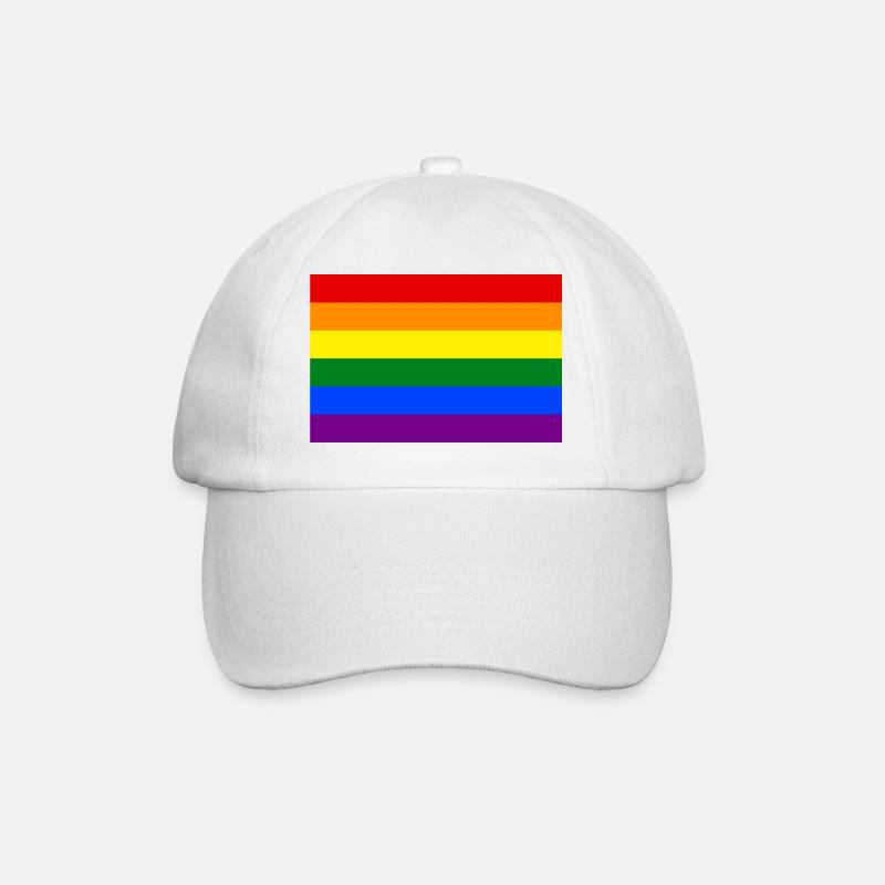 Die Regenbogenfahne oder Homosexuell - LGBT Stolzflagge - Baseballkappe - Weiß/Weiß