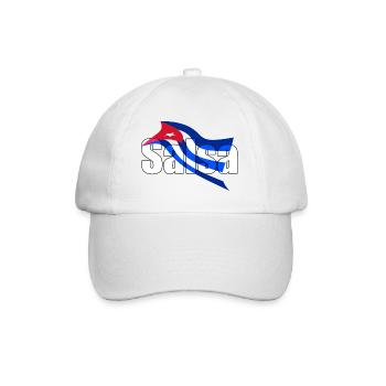 Fond avec salsa écrite drapeau cubain - Casquette classique - blanc/blanc - Devant