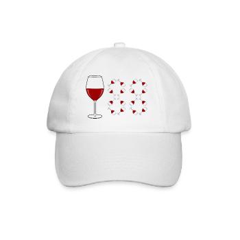 Wein-Achten - Weihnachten - Rotwein - Weinglas - Baseballkappe - Weiß/Weiß - Vorne