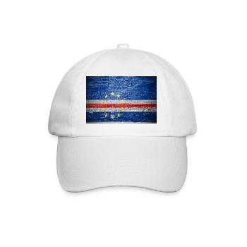 Brick wall with flag of Cape Verde graffiti - Baseball Cap - white/white - Front
