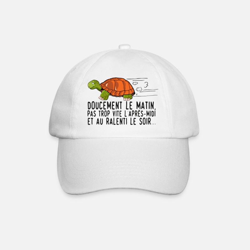 tortue dessin doucement matin vite ralenti citatio - Casquette classique - blanc/blanc