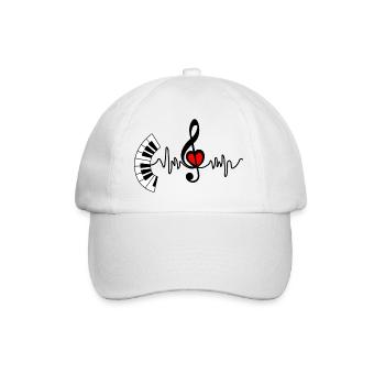 Piano cardio heart rate and heart in the middle - Baseball Cap - white/white - Front