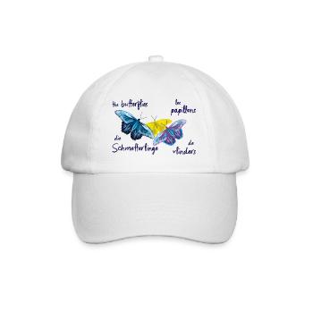 Papillons colorés, 4 langues - Casquette classique - blanc/blanc - Devant