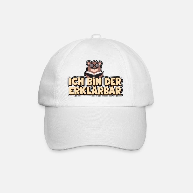 Ich bin der Erklärbär - Baseballkappe - Weiß/Weiß