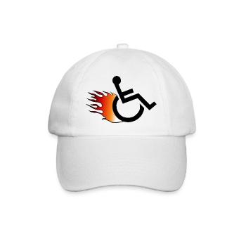 Fauteuil roulant enflammé. Fauteuil roulant avec flammes # - Casquette classique - blanc/blanc - Devant
