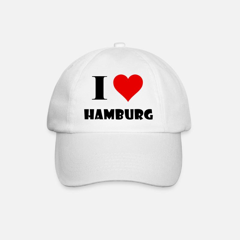 I Love Hamburg - Baseballkappe - Weiß/Weiß