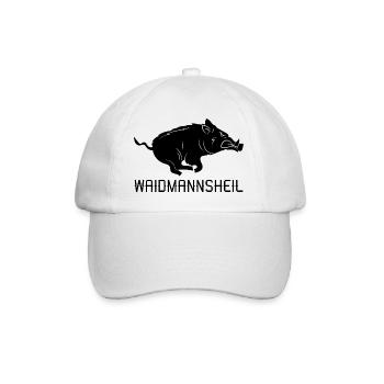Waidmannsheil Geschenk Jagd Wildschwein Jägersmann - Baseballkappe - Weiß/Weiß - Vorne