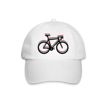 Rennrad in tricolor - rot, schwarz, blau (türkis) - Baseballkappe - Weiß/Weiß - Vorne