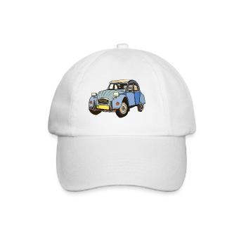 Blaues Vintage Auto Cartoon - Baseballkappe - Weiß/Weiß - Vorne