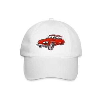 Roter Oldtimer Coupé Illustration - Baseballkappe - Weiß/Weiß - Vorne