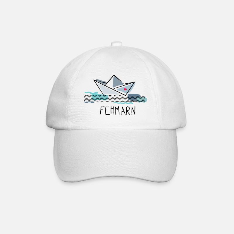 Bateau en papier avec coeur Fehmarn Vacances à la mer - Casquette classique - blanc/blanc