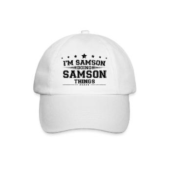Ich bin Samson, der Samson-Dinge macht - Baseballkappe - Weiß/Weiß - Vorne