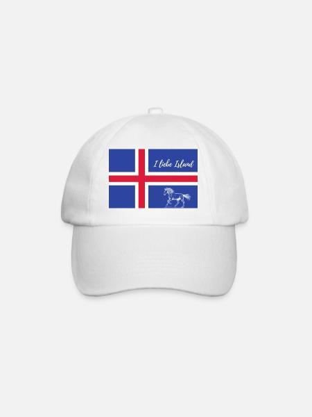 Islandflagge mit islandpferd - Baseballkappe - Weiß/Weiß