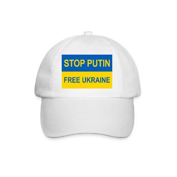 Stop Putin Stop War - Ukraine Flagge - Baseballkappe - Weiß/Weiß - Vorne