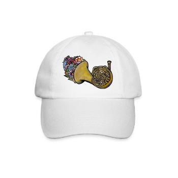 french horn - Baseball Cap - white/white - Front