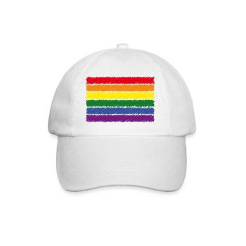 Regenbogenfahne / Rainbow Flag (Scribble / 6er) - Baseballkappe - Weiß/Weiß - Vorne