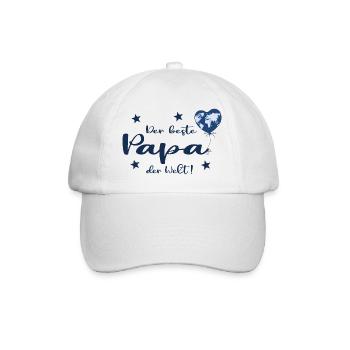 Der beste Papa der Welt mit Herz und Weltkarte - Baseballkappe - Weiß/Weiß - Vorne