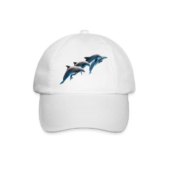 Dolphin Group Jumping, Natural - Baseball Cap - white/white - Front