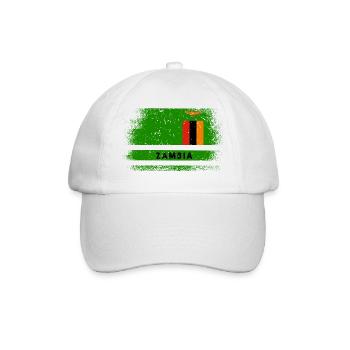 Sambia Flagge - Baseballkappe - Weiß/Weiß - Vorne