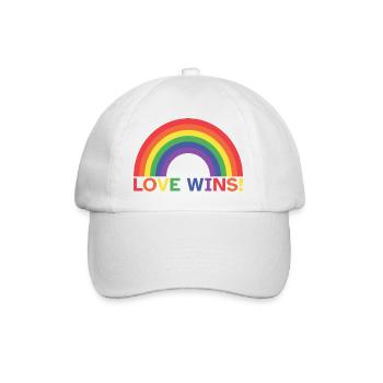 Liebe Gewinnt | Regenbogen | LGBT - Baseballkappe - Weiß/Weiß - Vorne