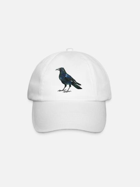 Corbeau corbeau aux plumes vert légèrement bleuté - Casquette classique - blanc/blanc