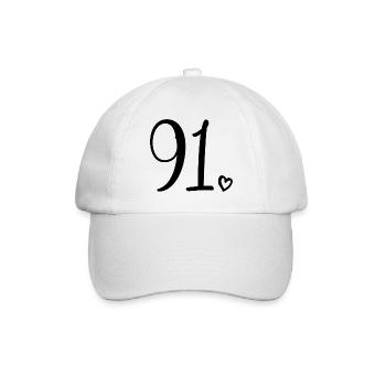 Süße Nummer 91, 91 Jahre alt, 91. Geburtstag Geschenk - Baseballkappe - Weiß/Weiß - Vorne