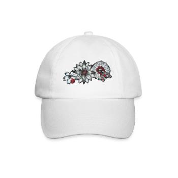 Blumen und Motte - Baseballkappe - Weiß/Weiß - Vorne