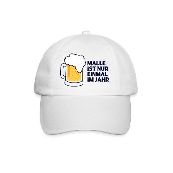 Malle Einmal Im Jahr Bier - Baseballkappe - Weiß/Weiß - Vorne