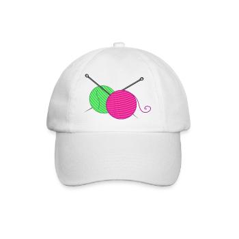 Knitting Needles and Wool Balls - Baseball Cap - white/white - Front