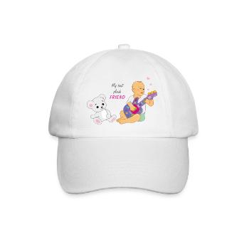 Little boy playing guitar for a plush friend - Baseball Cap - white/white - Front