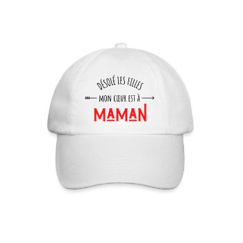 désolé les filles mon cœur est à maman - Casquette classique - blanc/blanc - Devant