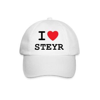 I love Steyr - Ich liebe Steyr Shirt - Baseballkappe - Weiß/Weiß - Vorne