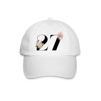 Blumen zum 27-jährigen Jubiläum (Geschenk von 27 Jahren) - Baseballkappe - Weiß/Weiß - Vorne