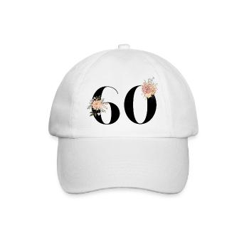 60th Anniversary Flowers (Gift of 60 years) - Baseball Cap - white/white - Front