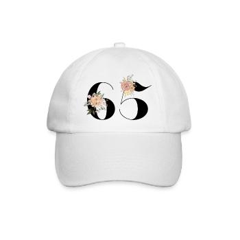 65e anniversaire fleuris (Cadeau de 65 ans) - Casquette classique - blanc/blanc - Devant