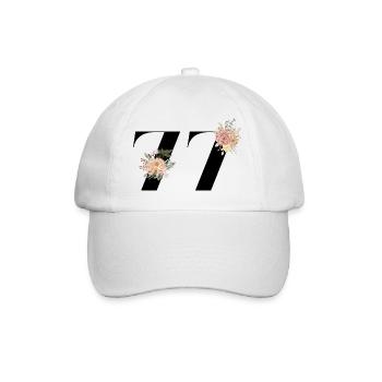 77th Anniversary Flowers (Gift of 77 years) - Baseball Cap - white/white - Front