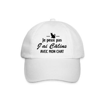 je peux pas j ai câlins avec mon chat - Casquette classique - blanc/blanc - Devant