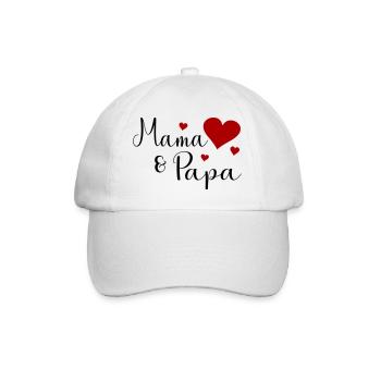 Mama und Papa - Baseballkappe - Weiß/Weiß - Vorne