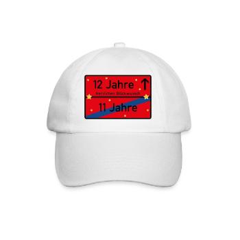 12 Jahre Ortsschild Herzlichen Glückwunsch rot - Baseballkappe - Weiß/Weiß - Vorne